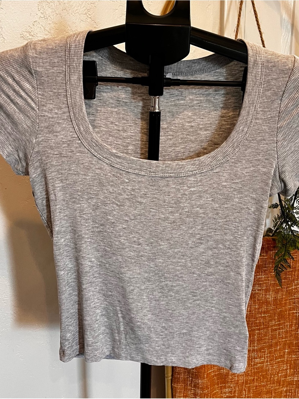 Cotton On Women’s Scoop Neck Short Sleeve Ribbed Top - Gray